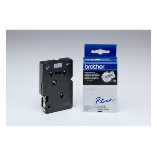 Brother Banda de inscriptionare negru pe transparent matt (TCM91), 9mm, laminat