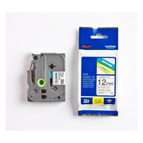 Brother Banda de inscriptionare negru pe alb (TZE231), 12mm, laminat