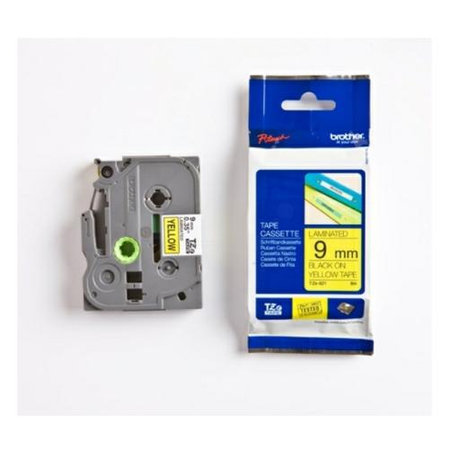 Brother Banda de inscriptionare negru pe galben (TZE621), 9mm, laminat