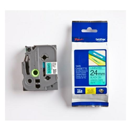 Brother Banda de inscriptionare negru pe verde (TZE751), 24mm, laminat