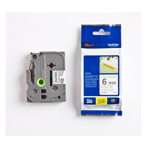 Brother Banda de inscriptionare negru pe alb (TZES211), 6mm, laminat