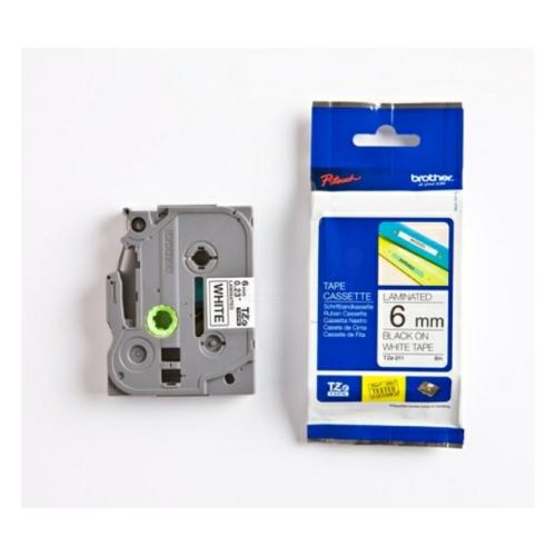 Brother Banda de inscriptionare negru pe alb (TZE211), 6mm, laminat