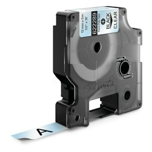 Dymo Banda de poliester negru pe transparent (622289), 12mm, extra durabil