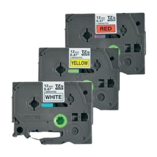 Brother Banda de inscriptionare negru pe alb / roșu / galben (TZE31M3), 12mm, laminat (multipack)
