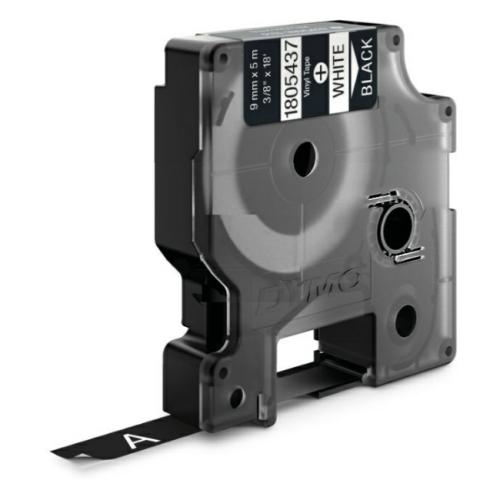 Dymo Banda de vinil alb pe negru (1805437), 9mm, laminat