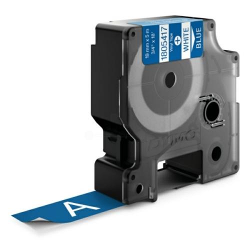 Dymo Banda de vinil alb pe albastru (1805417), 19mm, laminat