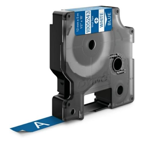 Dymo Banda de vinil alb pe albastru (1805243), 12mm, laminat