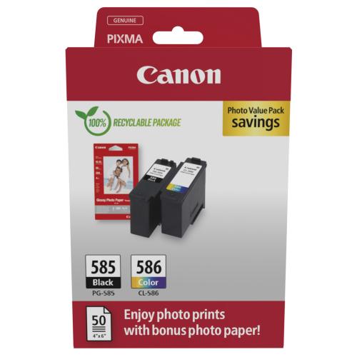 Canon Cartus cu cerneala / hartie foto negru / culoare (6205C004 / PG585CL586) (Pachet dublu, multipack)